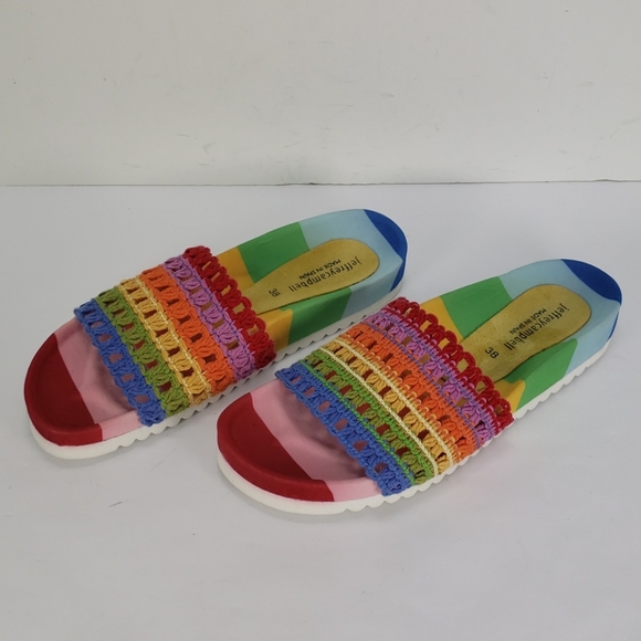 JEFFREY CAMPBELL KNIT CROCHET SLIDES SANDALS 38 - Main Image